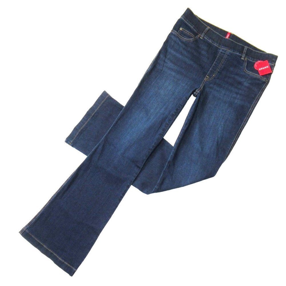 NWT SPANX 20327R Flare in Midnight Shade Pull-on Stretch Denim Jeans XL x 34